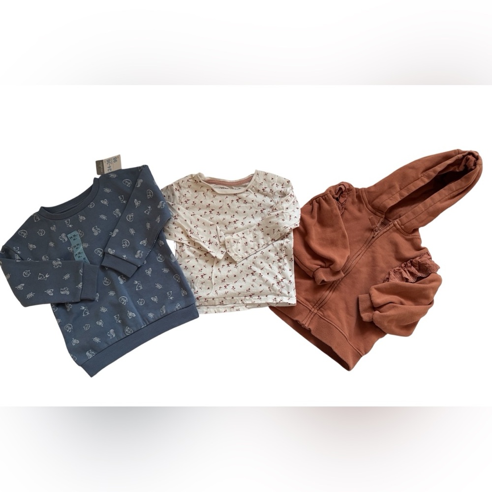 Toddler Girls Bundle 2-3T Primark & Next Sweatshirts + Floral Top | Boho Rustic